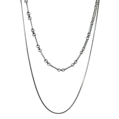2023 Trendy Stainless Stee Double Layer Chain Necklace Simple Minimalist Punk Necklace for Women Men Goth Grunge Emo Y2K Jewelry