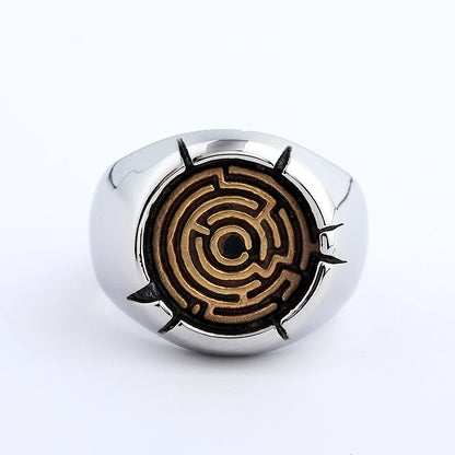 Wholesale Vintage Maze Ring Stainless Steel Mens New Design Biker Rock Roll Gothic Punk Wedding Engagement Jewelry Ring OSR530