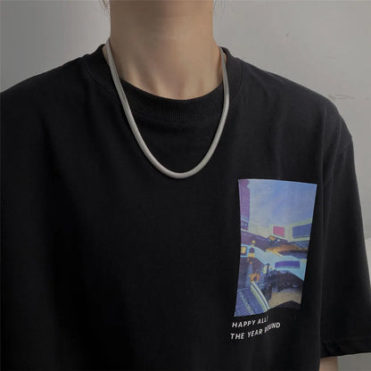 2023 Trendy Stainless Stee Double Layer Chain Necklace Simple Minimalist Punk Necklace for Women Men Goth Grunge Emo Y2K Jewelry