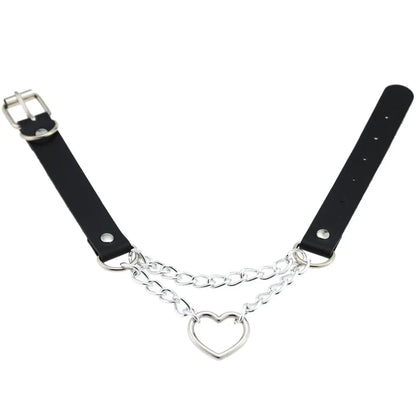 Heart Choker Collar for Women Goth Accessoies Black Leather Chain Chockers Gothic Punk Grunge Emo Necklace Jewelry