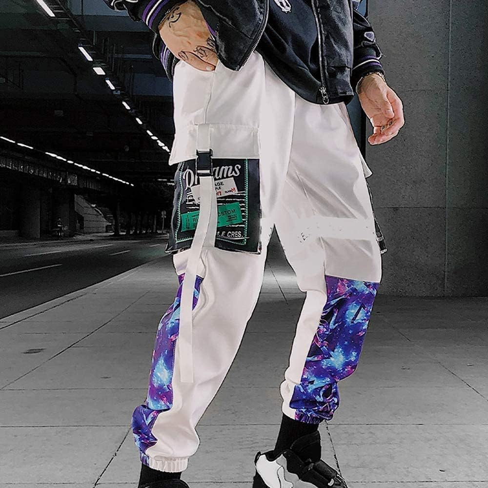 Men'S Black Reflective Joggers Overalls Techwear Sweatpants Hip Hop Streetwear Cargo Pants for Men
