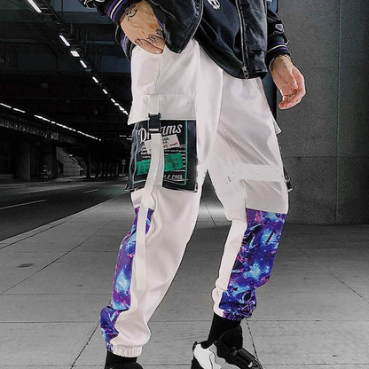 Men'S Black Reflective Joggers Overalls Techwear Sweatpants Hip Hop Streetwear Cargo Pants for Men