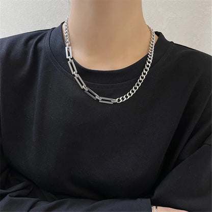 2023 Trendy Stainless Stee Double Layer Chain Necklace Simple Minimalist Punk Necklace for Women Men Goth Grunge Emo Y2K Jewelry