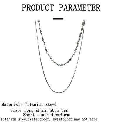 2023 Trendy Stainless Stee Double Layer Chain Necklace Simple Minimalist Punk Necklace for Women Men Goth Grunge Emo Y2K Jewelry