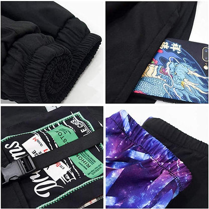 Men'S Black Reflective Joggers Overalls Techwear Sweatpants Hip Hop Streetwear Cargo Pants for Men