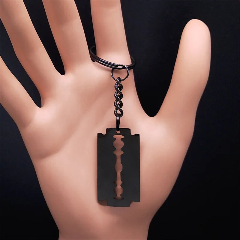 Gothic Blade Razor Pendant Necklaces Men Stainless Steel Black Goth Male Chain Necklace Grunge Y2K Emo Jewelry Collier Homme