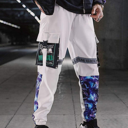 Men'S Black Reflective Joggers Overalls Techwear Sweatpants Hip Hop Streetwear Cargo Pants for Men