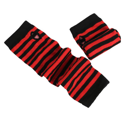 Fashion Women Emo Gloves Lady Striped Elbow Gloves Warmer Knitted Long Fingerless Gloves Elbow Mittens Christmas Acces Gifts